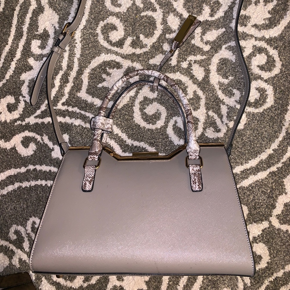 Dune London Tan & Snake Skin Printed Satchel